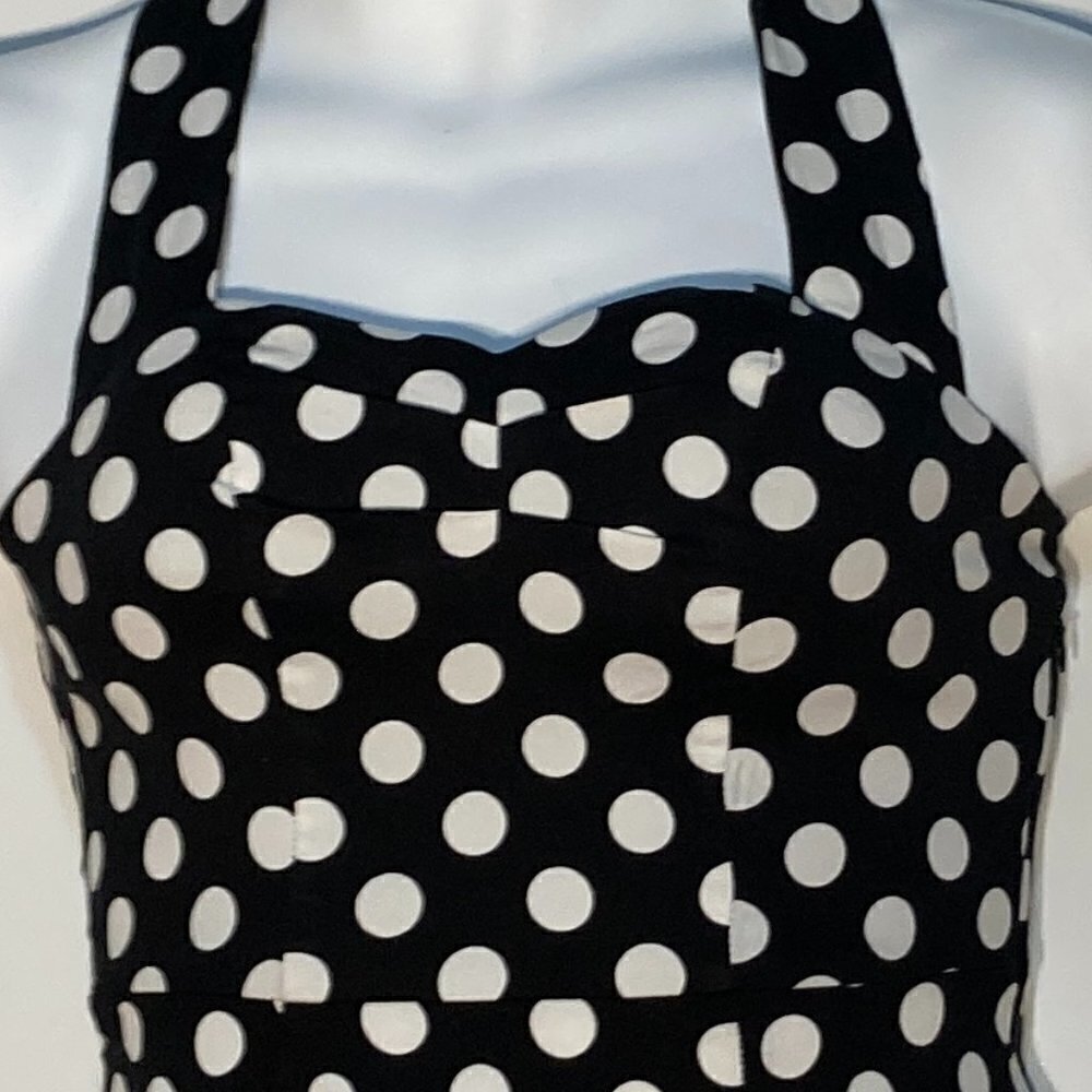 Anni CoCo SZ S black & white polka dot vintage inspired halter dress - Picture 3 of 6